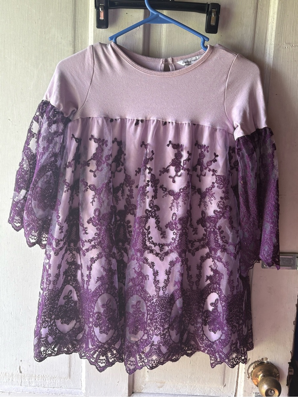 Chasing Fireflies Lavender and Purple Lace Overlay Formal Dress
